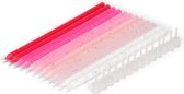 verjaardagskaarsjes 14 cm wax wit/roze/rood 12 stuks