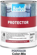 Herbol Protector - Synthetische zijdeglans metaalverf - 2 in 1 ( grondlaag en eindlaag) - RAL 3020 Verkeersrood - 1 L