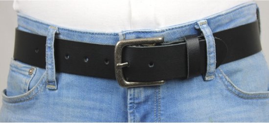 Dames/Heren riemen - 4cm breed zwart echt lederen jeans Taillemaat: 130 - donkere gesp - Extra Lange riem - XL - Fana Belts
