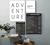 Travel Poster | Luchthavenbord | Bestemming | Adventure Quote | Reizen | A 15 x 20 | Zwart - Wit | Schilderij | Nordic Deco | Foto | Home | traveldutchie