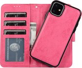 iPhone 11 Pro 2-in-1 Hoesje met Magnetische Backcover - Telefoonhoesje met vakjes voor pasjes - Inclusief polsbandje - Mobiq Magnetische 2-in-1 Wallet Case iPhone 11 Pro roze