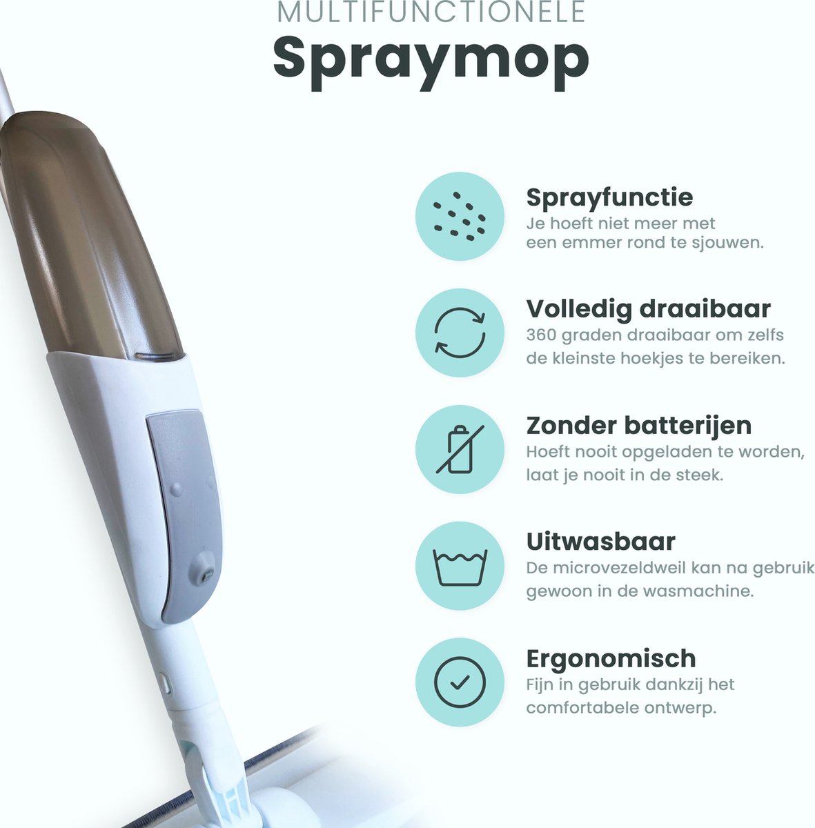 Spray mop - Schoonmaak dweilsysteem - vloerwisser met spray functie - 42cm  wisbreedte... | bol.com