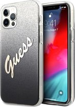 Apple iPhone 11 Hoesje Guess Glitter Grijs met Logo Goud