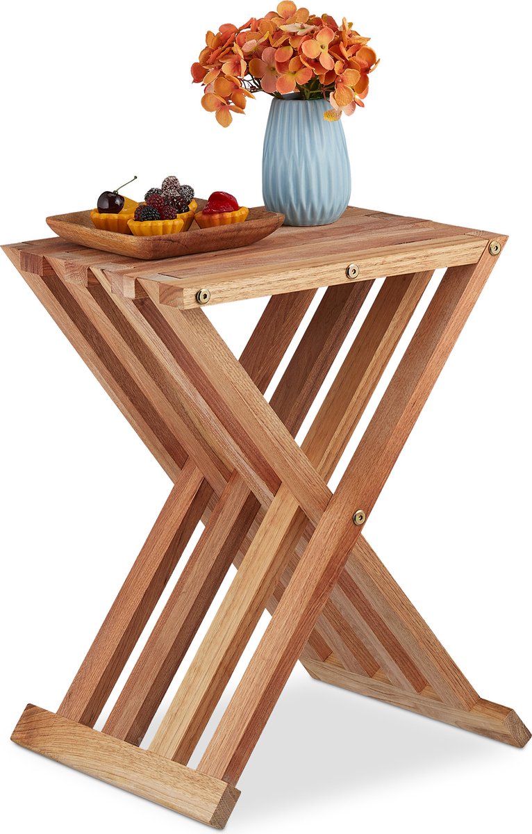 Relaxdays klaptafel hout - inklapbare bijzettafel - koffietafel - balkontafel - tuintafel