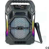 Pro-Care Draagbare Bluetooth Speaker - Karaoke en LED Light Show - Microfoon - FM Radio Functie - Micro USB aansluiting - TF card - USB - AUX Aansluiting - Speakerphone Functie - Zwart