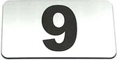 Nummerplaatje 9 - Nummerbordje - Huisnummer - Deur en Kamernummer - Lockernummer - Plakcijfers - Zelfklevend - Brievenbus Nummer - RVS Look - 80 mm x 50 mm x 1,6 mm - 5 jaar Garant