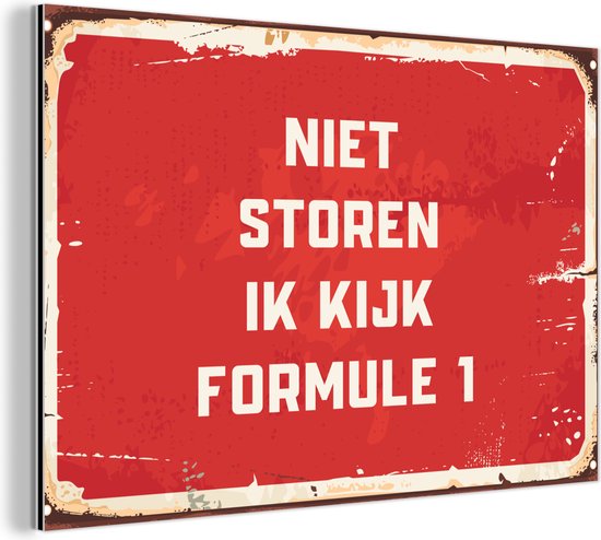 Wanddecoratie Metaal - Aluminium Schilderij Industrieel - Niet storen ik kijk Formule 1 - Quotes - Spreuken - Racen - 30x20 cm - Dibond - Foto op aluminium - Industriële muurdecoratie - Voor de woonkamer/slaapkamer