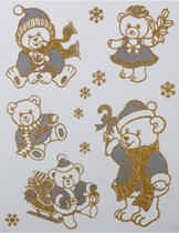 raamstickers NoÃ«l beren 30 x 42 cm goud/grijs 5-delig