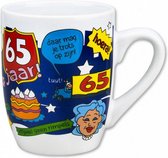 mok cartoon-stijl 65 jaar keramiek 325 ml blauw