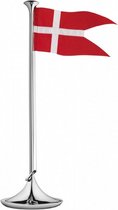 tafelvlag Denemarken 39 x 12 cm RVS zilver/rood