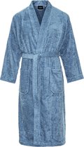 Kimono coton éponge – modèle long – unisexe – peignoir femme – peignoir homme – sauna – bleu jean – S/M