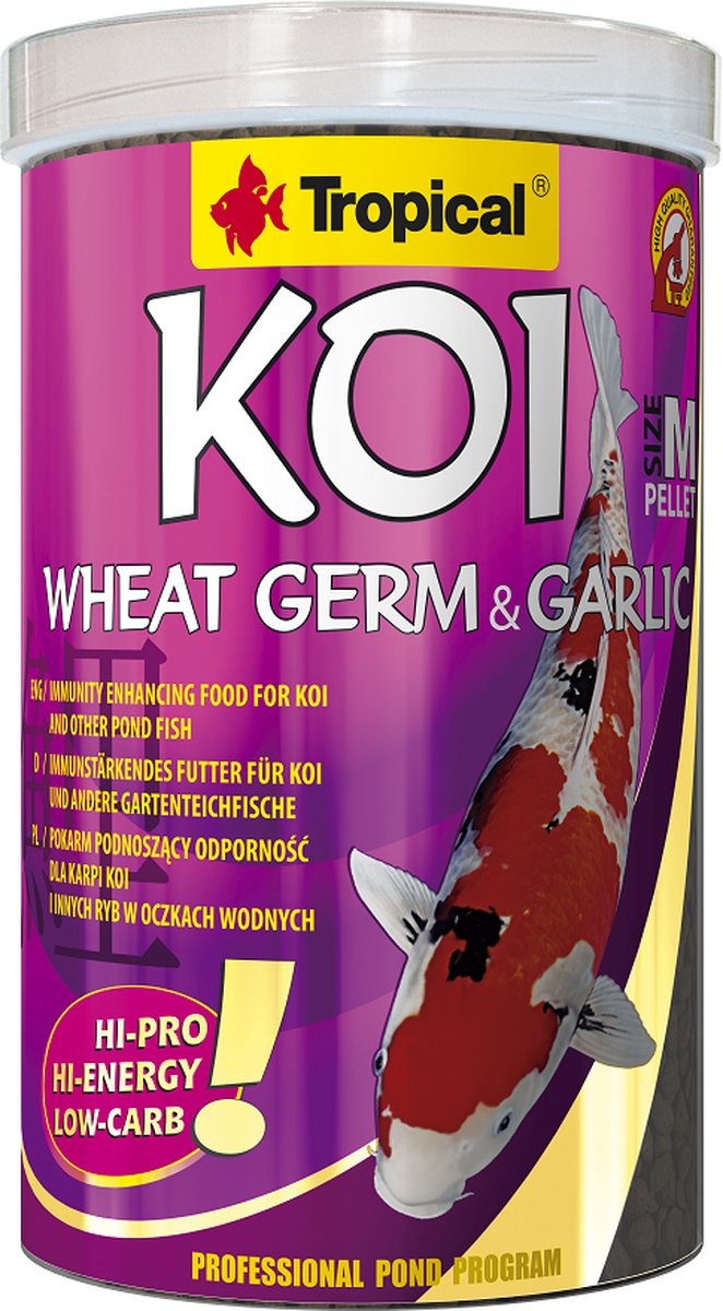 Tropical Koi Wheat Germ & Garlic - 1 Liter | 320gram - Koivoer - Vijvervoer