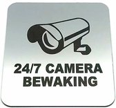 Deurbordje met tekst Camera Bewaking - Deur Tekstbordje - Deur - Zelfklevend - Bordje - RVS Look - 100 mm x 120 mm x 1,6 mm - 5 jaar Garantie