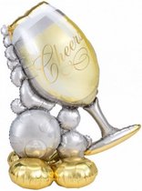 folieballon Cheers 130 cm goud/zilver