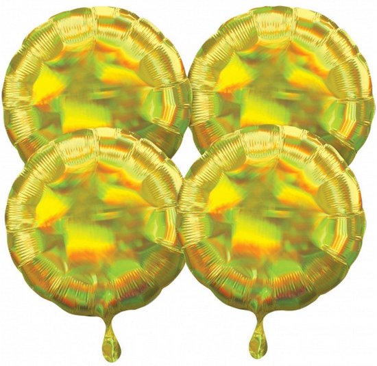 folieballonnen Iridescent 41 cm geel 4 stuks