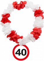 HawaÃ¯ krans verkeersbord 40 jaar 69 cm rood/wit