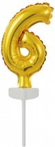 folieballon cijfer '6' 18,5 x 9 cm goud