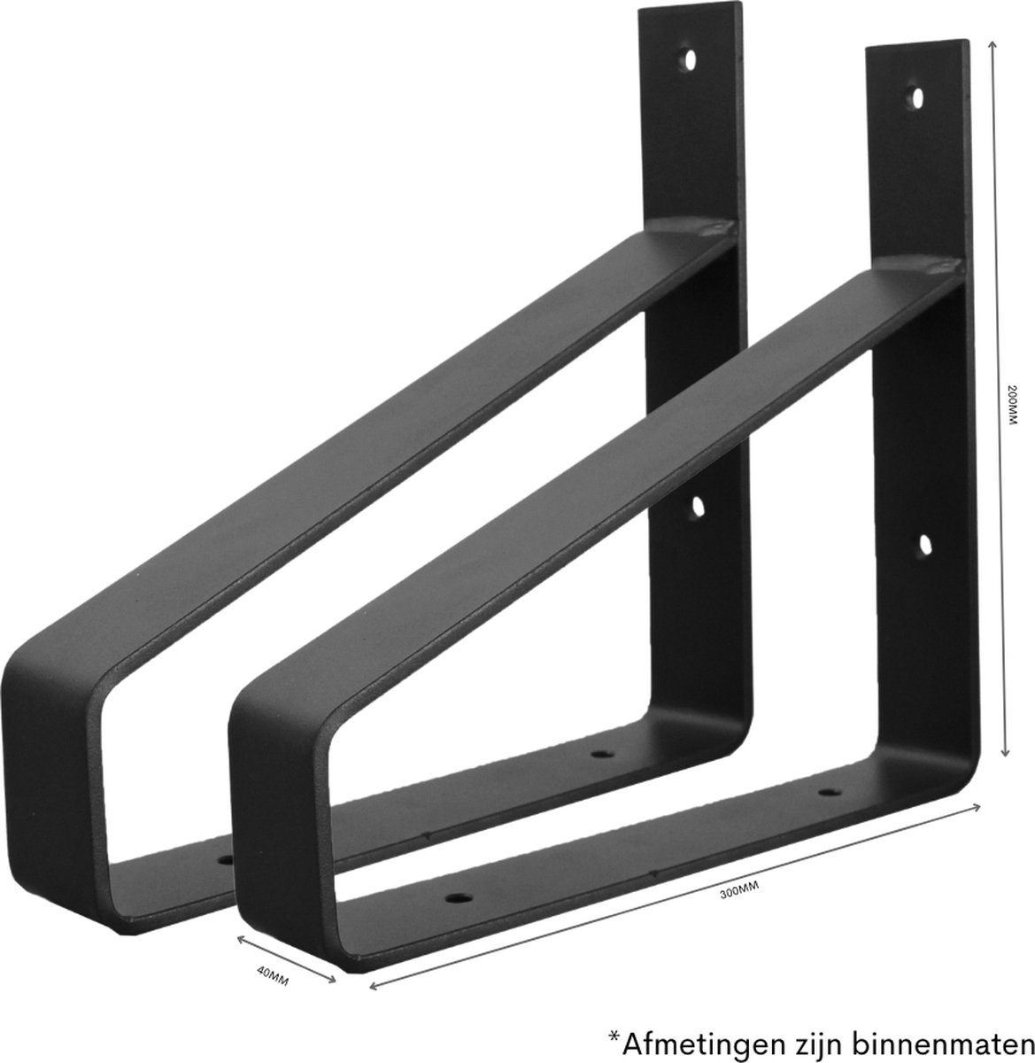 Maison DAM -2x Industriële Plankdragers L-vorm down 30 cm - Staal - 2