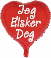 folieballon Jeg Elkser Deg Noors 45,5 cm rood/wit