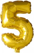folieballon Cijfer 5 102 cm goud