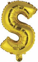 folieballon Letter S 34 cm goud