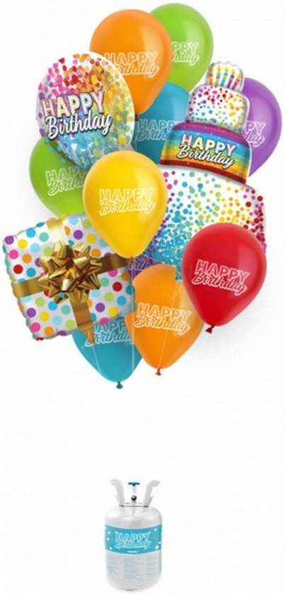 heliumtank Balloongaz Happy Birthday 16 stuks