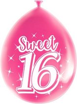 ballonnen Sweet 16 latex 18,5 cm roze 8-delig