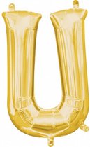 folieballon letter U 20 x 33 cm goud