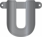 slingerletter U 12,5 x 11 cm karton zilver