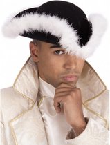venetiaanse hoed vilt zwart/wit one-size