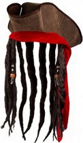 piratenhoed met dreads polyester bruin one-size