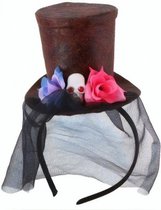 haarband hoed schedels met sluier 22 cm zwart
