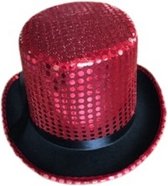 hoed met pailletten rood unisex
