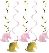 hangdecoratie Unicorn Sparkle 99 cm roze/goud 5 stuks