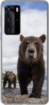 Telefoonhoesje Geschikt voor Huawei P40 Pro hoesje - Beer - Kust - Water - Siliconen Telefoonhoesje