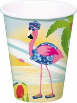 feestbekers Flamingo 350 ml karton 8 stuks