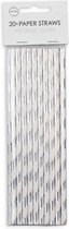 rietjes 19,7 cm papier wit/zilver 20 stuks