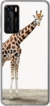 Geschikt voor Huawei P40 hoesje - Giraffe - Dieren - Witte achtergrond - Kinderen - Jongen - Meisje - Siliconen Telefoonhoesje
