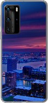 Geschikt voor Huawei P40 Pro hoesje - Rotterdam - Lucht - Roze - Siliconen Telefoonhoesje