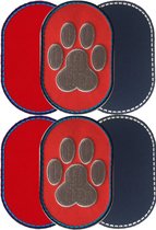 Knielappen (6) opstrijkje Hondenpoot | opstrijk patches met geborduurde hondenpoot | 10cm x 6,7cm | kniestukken voor kleine dierenvrienden | oplossing voor gat in kinderjeans | eig