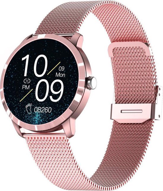 Darenci Smartwatch Glamour Pro - Smartwatch dames - Smartwatch Heren - Horloges voor mannen en vrouwen - Horloge - Activity tracker - Stappenteller - Bloeddrukmeter - Hartslagmeter - Roze staal