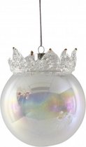 kerstbal Kroon 10 cm glas transparant