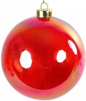 kerstbal Grundel 8 cm glas rood
