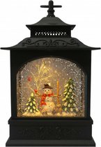 lantaarn Sneeuwpop led 17 x 31 cm staal/glas zwart