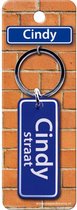 sleutelhanger Cindy straat 9 x 3 cm staal blauw