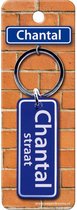 sleutelhanger Chantal straat 9 x 3 cm staal blauw