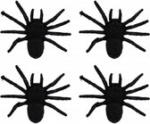 nep spinnen Halloween 7,5x12cm zwart 4 stuks