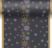 tafelloper Snow Glitter 480 cm papier zwart/goud/zilver