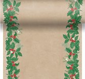 tafelloper Snowy Berries 480 cm papier bruin/groen