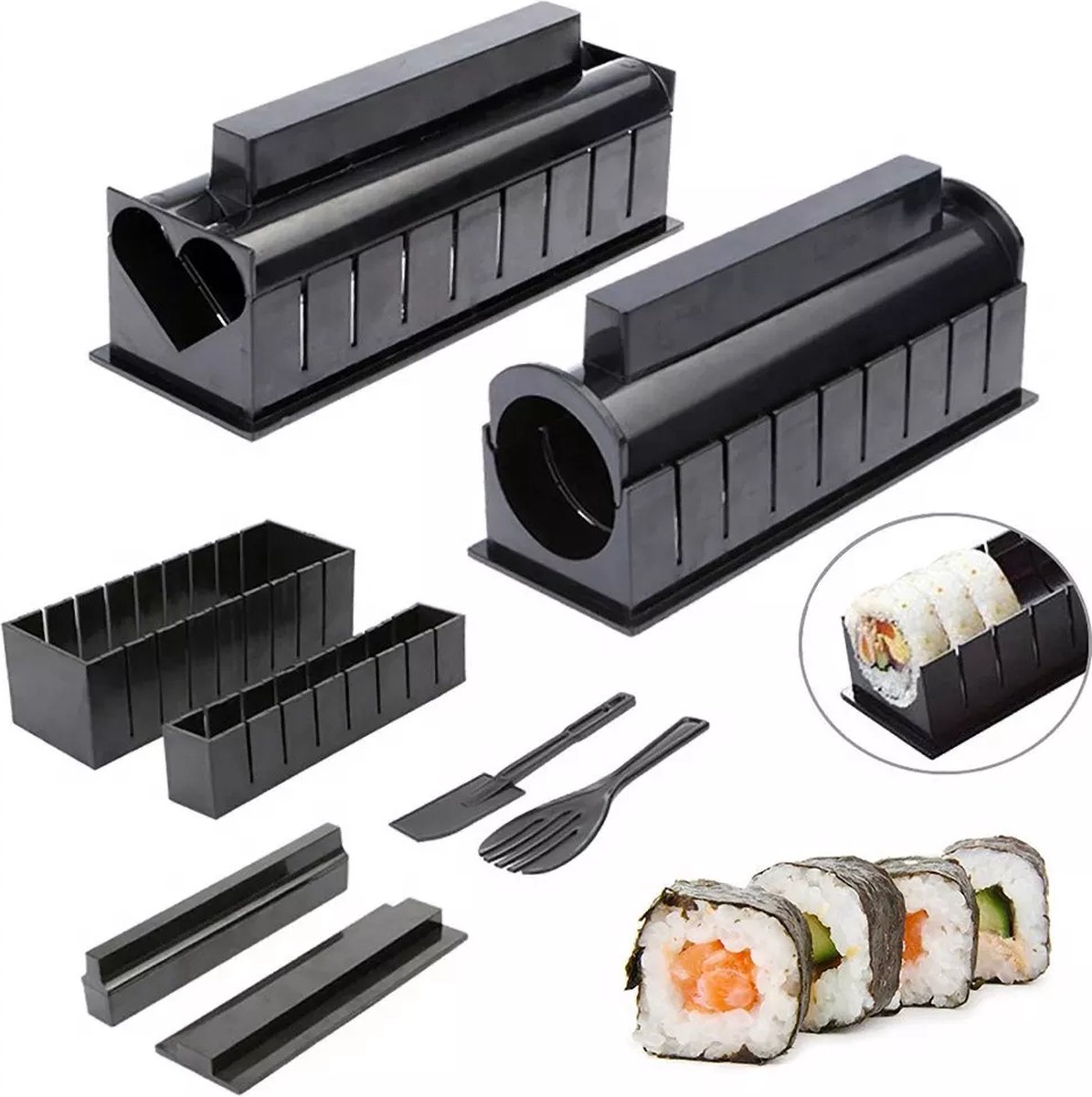 Ensemble de machine à sushi - formes de coeur - trois carrés - carrés -  cercle 